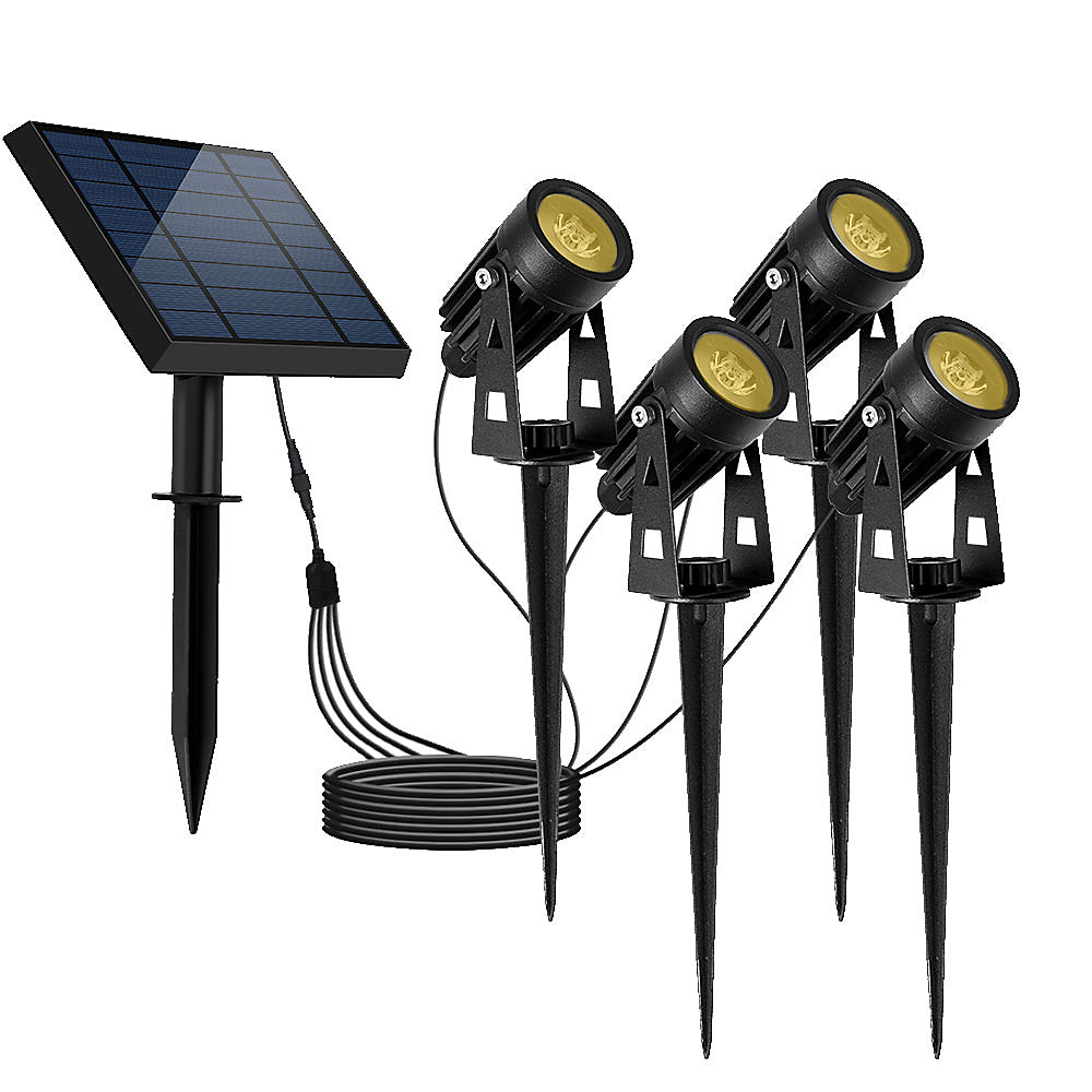 Luminaire et éclairage extérieur – 4 Spots solaires connectés ROUNDY Blanc chaud 200LM