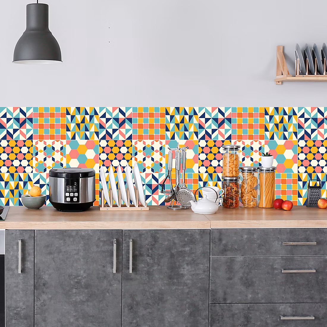 Crédence adhésive carrelage style retro 80 60 × 200 cm