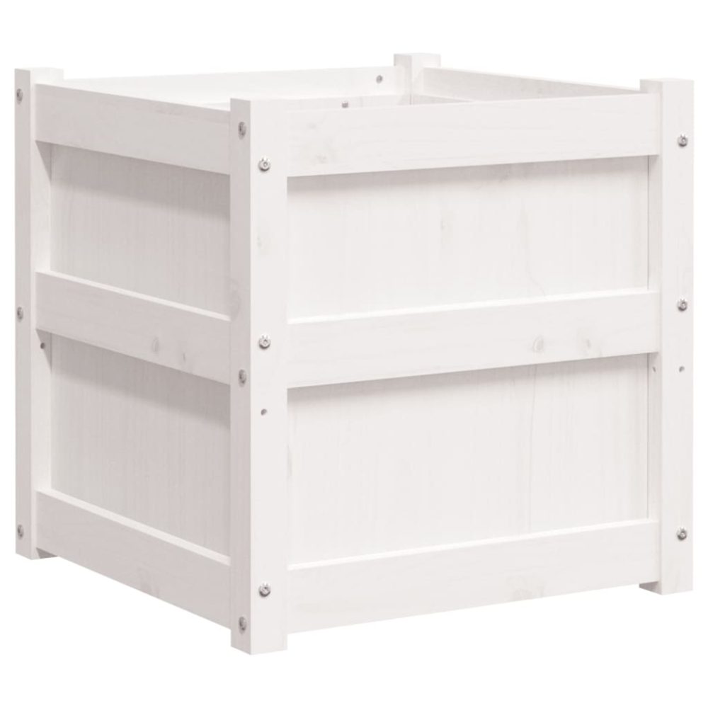 vidaXL Jardinière blanc 50x50x50 cm bois de pin massif – Décoration de jardin