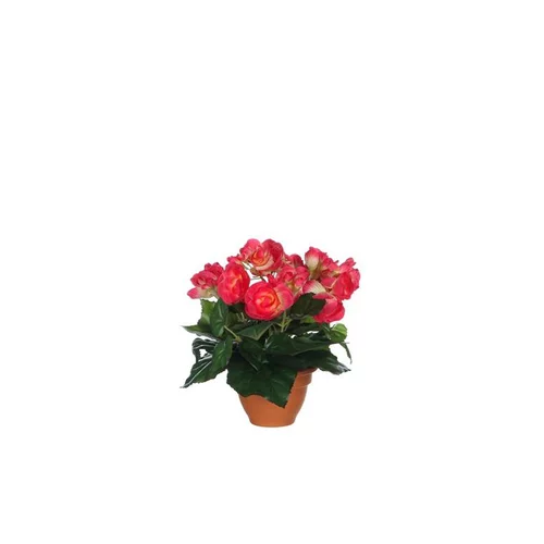 Bégonia rose foncé artificiel en pot Campana Terra H 25 x Ø 20 cm
