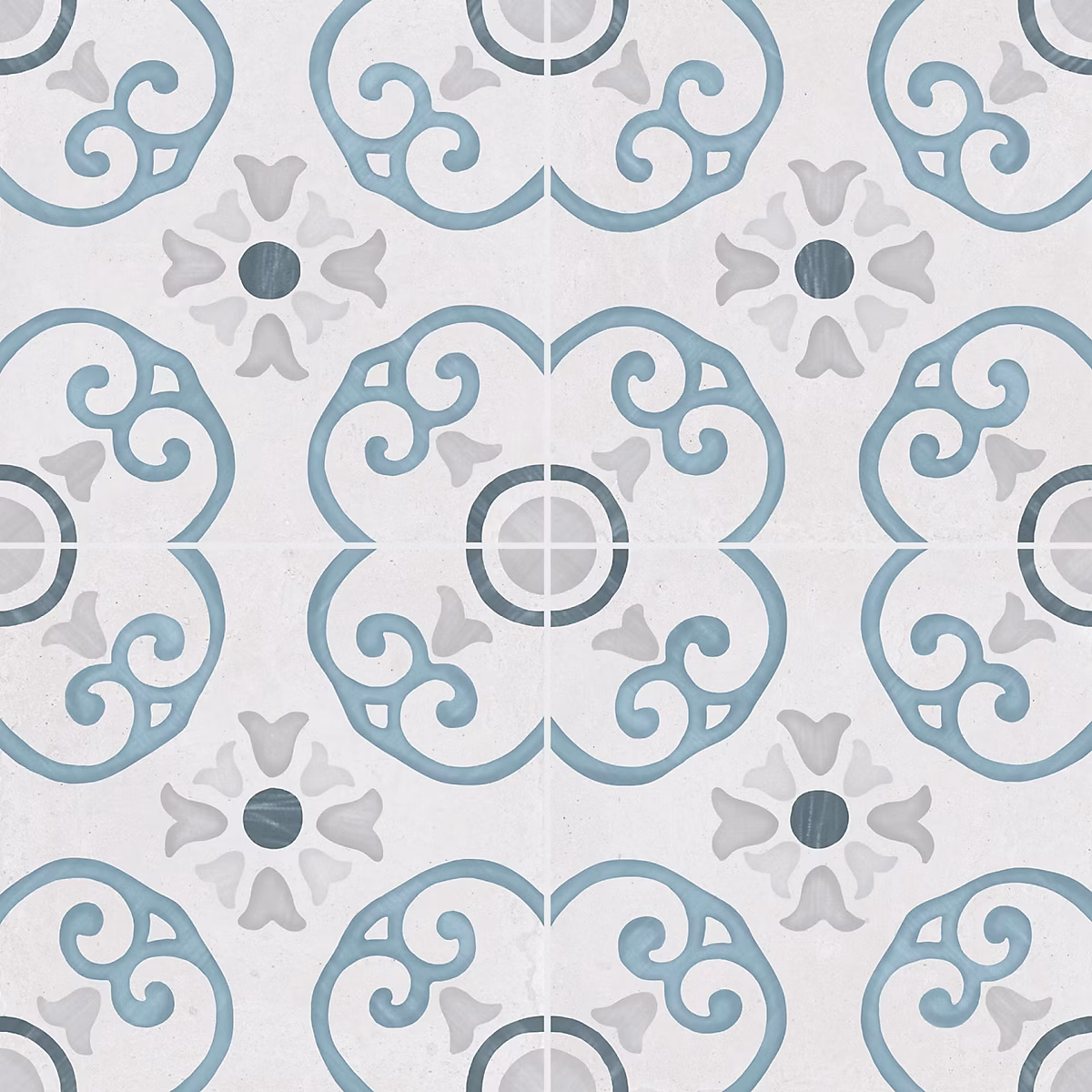 Carrelage effet Carreau ciment Nerelia Bleu 22 – 3 × 22,3 × 0,9 cm Ventoril, Sol et mur intérieur (vendu par carton de 0,65 m²), RO'MA