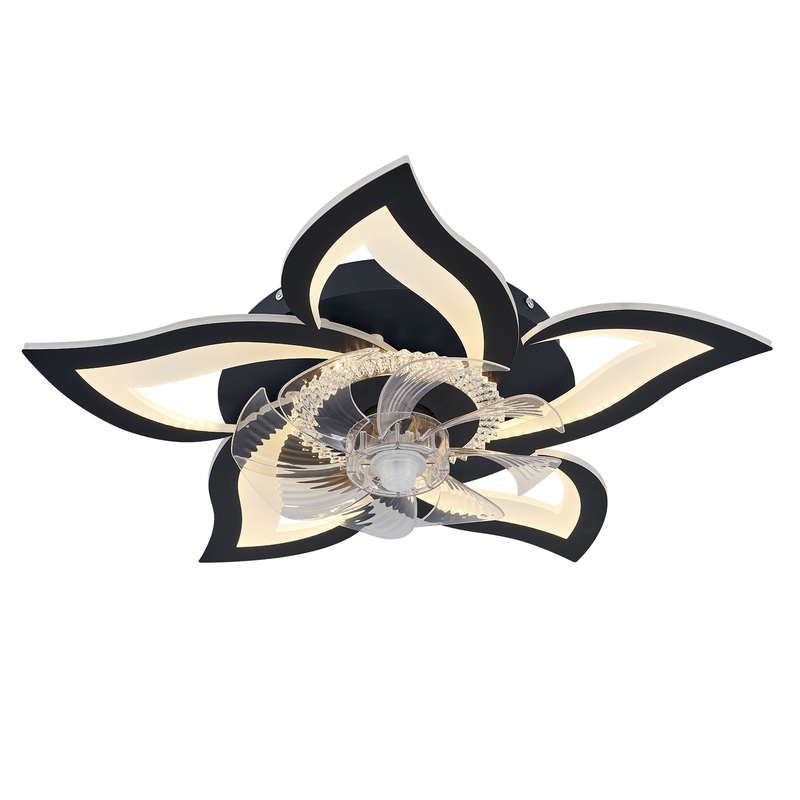 Ventilateur de plafond led nettlife avec éclairage 48 w noir silencieux télécommande intensité variable 3 températures de couleur minuterie 6 vitesse – 48 w 16 W