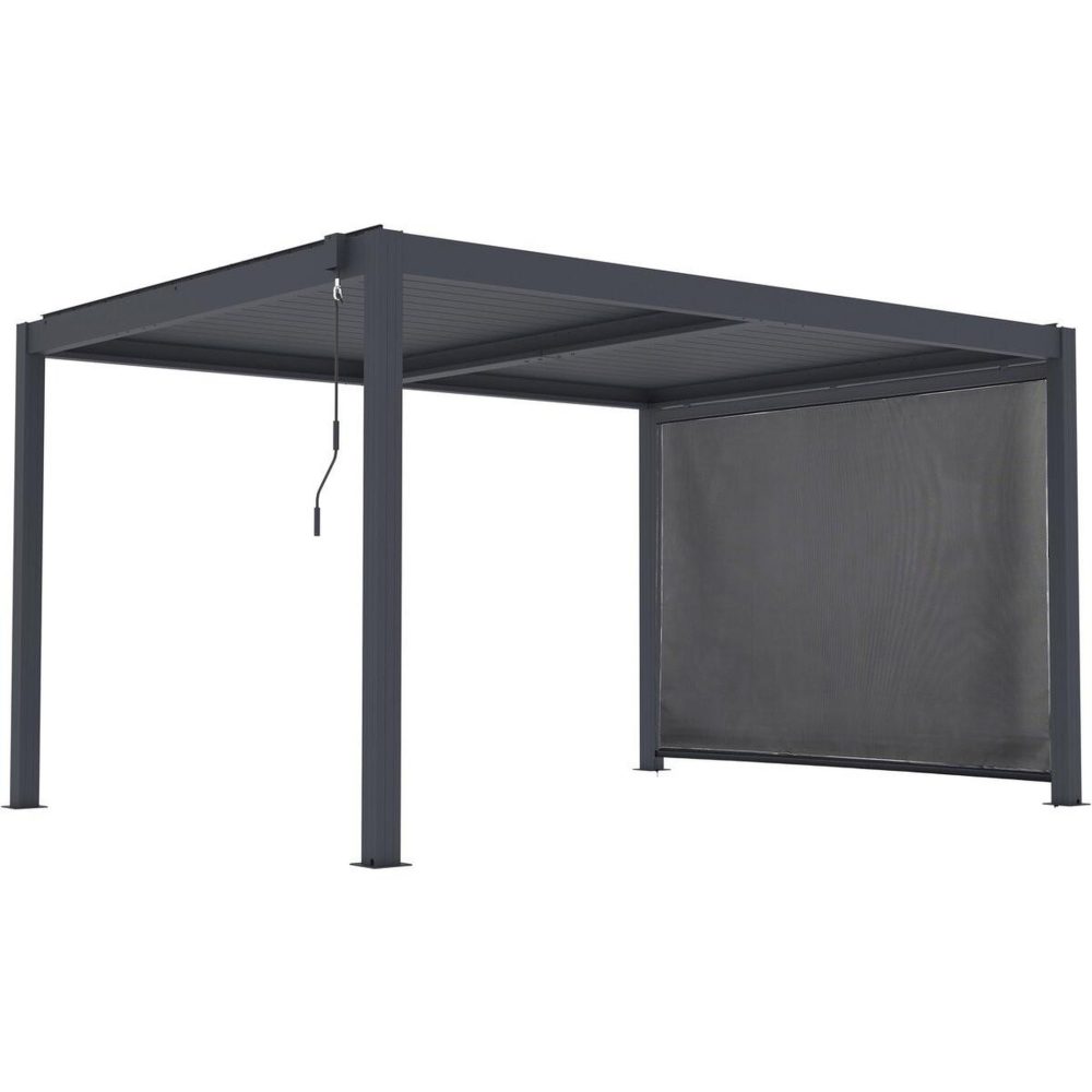 Habitat et Jardin Pergola bioclimatique avec led et store en aluminium windsor premium 3 x 4 m - gris