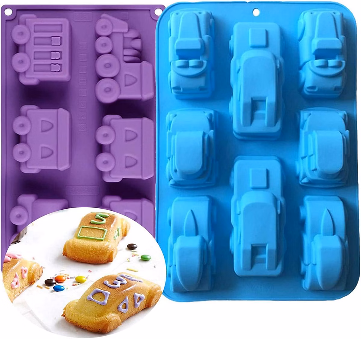 2 Moule en Silicone Pour Muffins – Cupcakes, Brownies, Gâteaux, Cake, Pudding Bleu Foncé