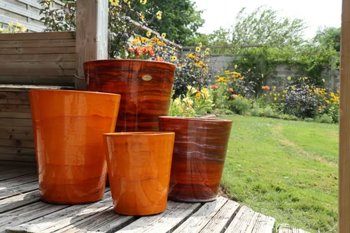 Pot en terre cuite émaillée orange Savane Les Poteries d’Albi Sydney - Ø 37 x H 44 cm
