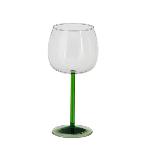 Verre à vin à pied vert Riga - Ø 9,5 x H 20 cm