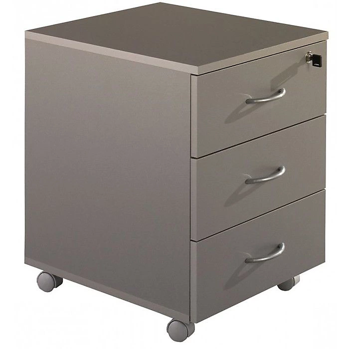 Caisson mobile 3 tiroirs alu – SIMMOB, WICMA303AL, Gris, Bois, Meuble de bureau