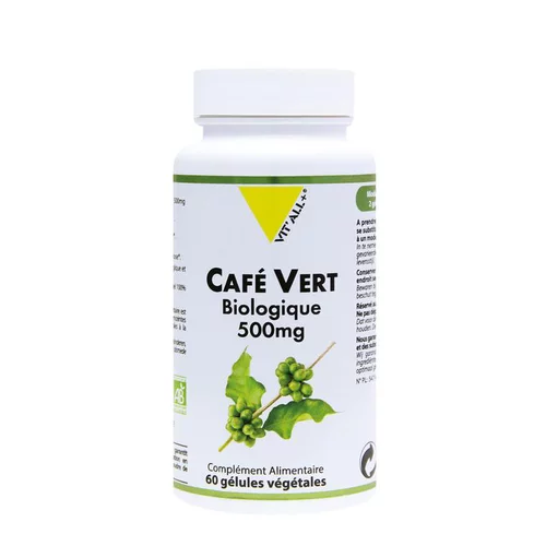 Extrait standardisé de café vert bio en boite de 500 mg