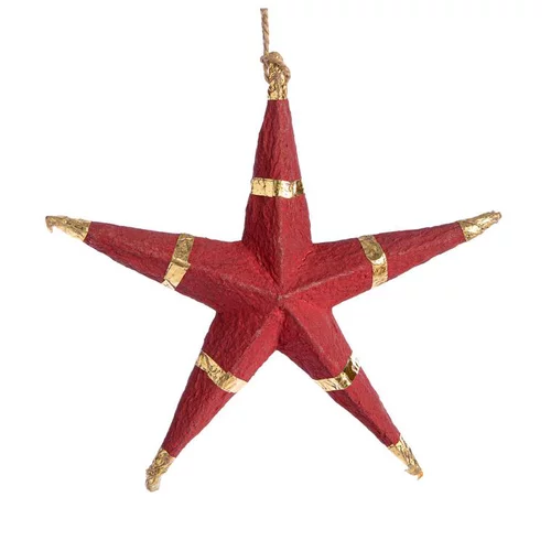 Suspension étoile 5 branches coloris rouge en papier mâché - 13 x 13 cm