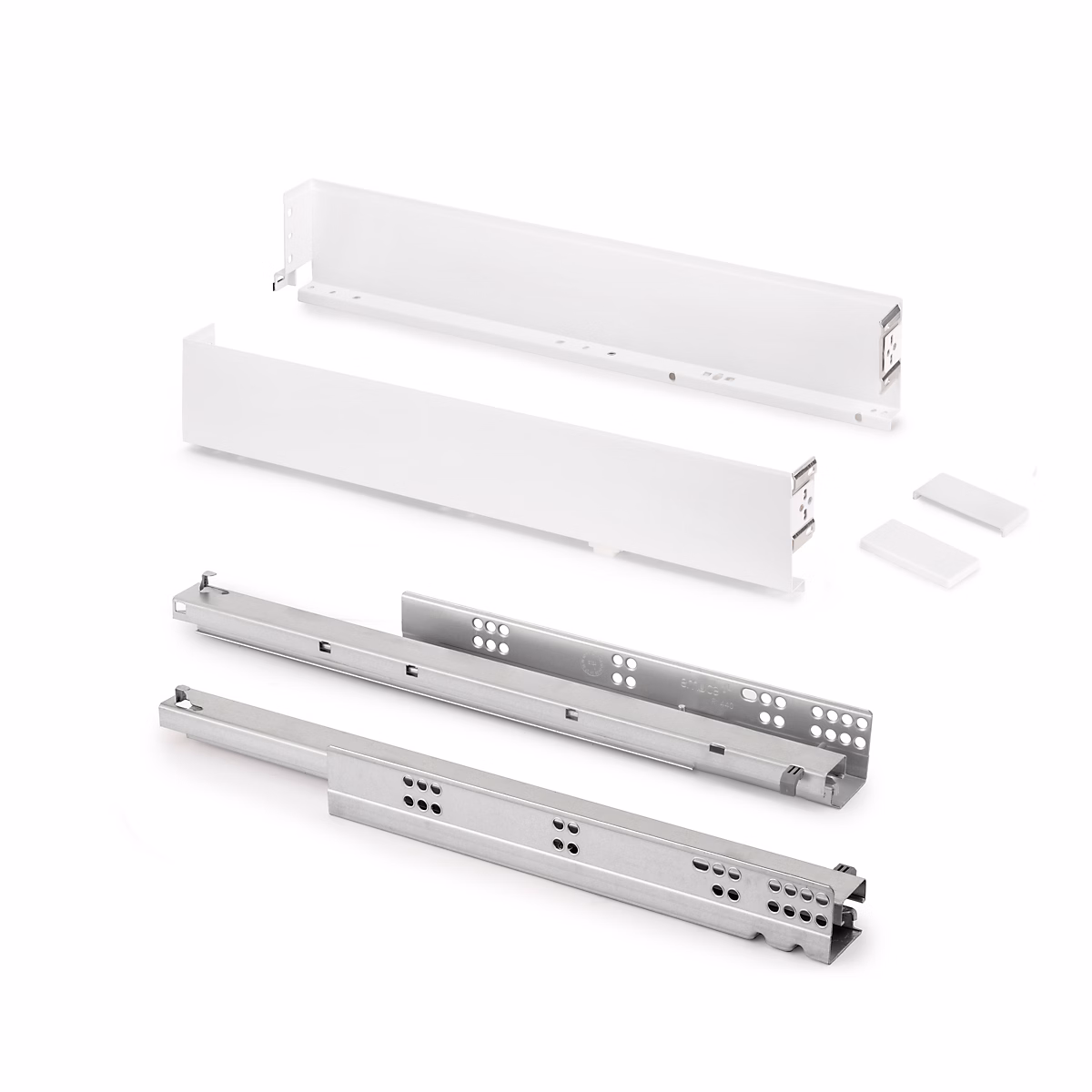 Emuca Tiroir extérieur Simplex 25kg hauteur 88mm – profondeur 440mm, acier, peint en blanc