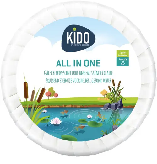 Galet effervescent pour eau saine et claire bassin de jardin Aquatic Science Kido All in One - 260 g