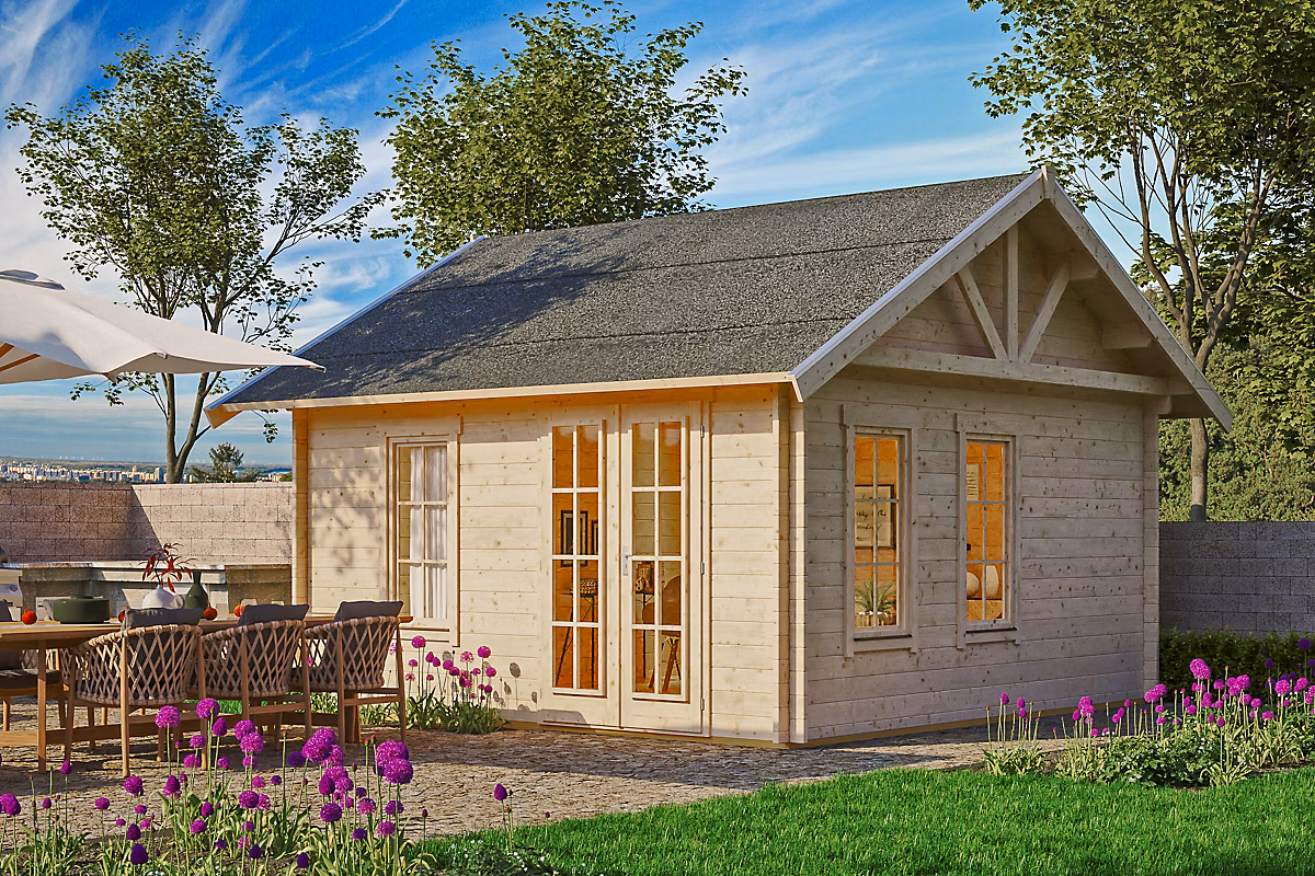 Chalet de loisirs SKAN HOLZ Toronto 1 – 420 × 420cm | 70mm | chalet de base | toit non isolable