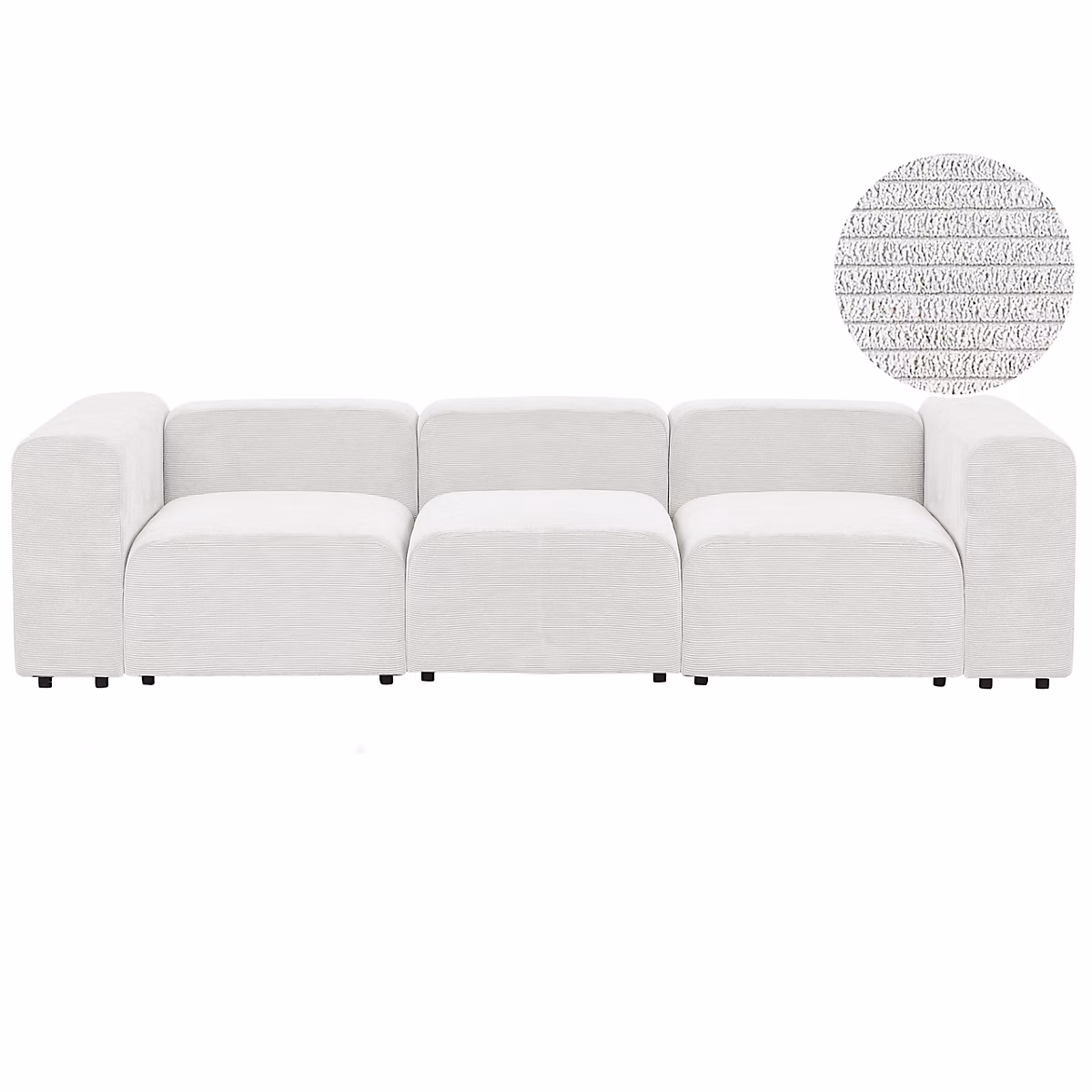 Canapé modulable 3 places FALSTERBO Velours côtelé Blanc cassé – Réf. LCTXEHZFJ9679358420