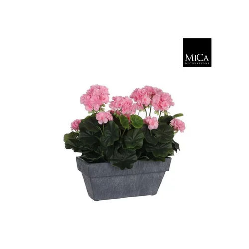 Géranium rose plante artificielle en jardinière Slate grise 30x13x40 cm