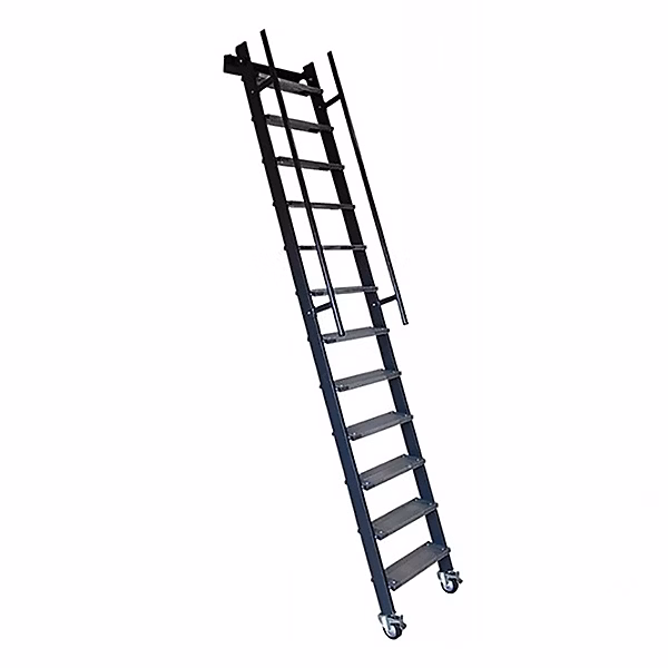Echelle rabattable acier – Marches bois, Hauteur à atteindre 2, 25m, Sans rampes d'arrivées, Coloris noir, SSPXL, 239, N, SR