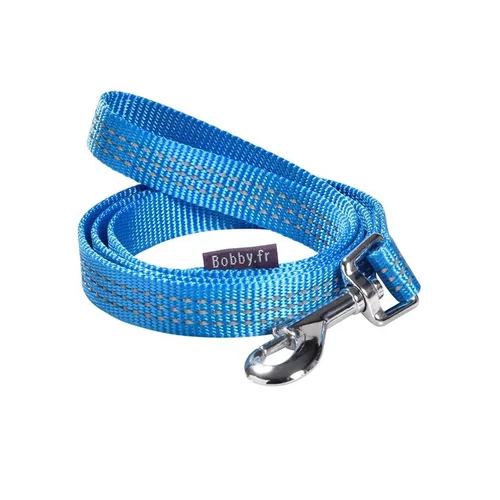 Laisse pour chien coloris bleu en nylon tressé Bobby Safe – Taille S