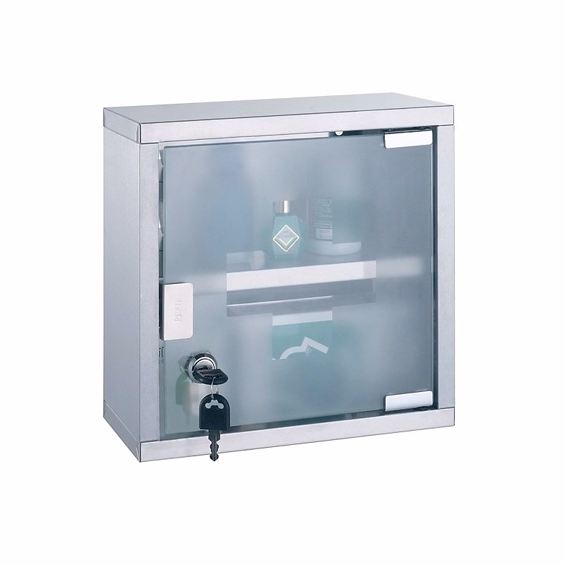 Meuble de salle de bains – Armoire à pharmacie à clé Acier Inox verre MSV