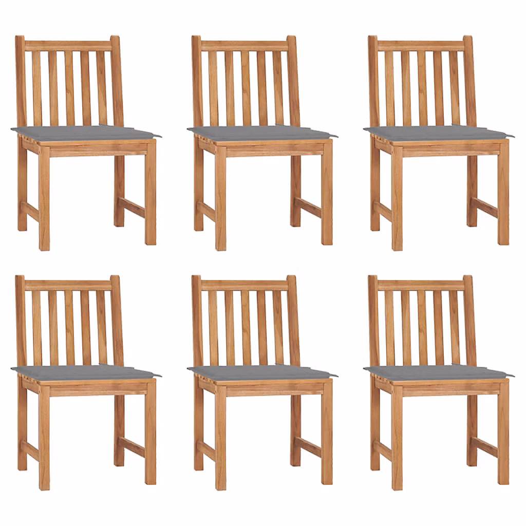 Chaises de jardin avec coussins Bois de teck massif vidaXL – lot de 6