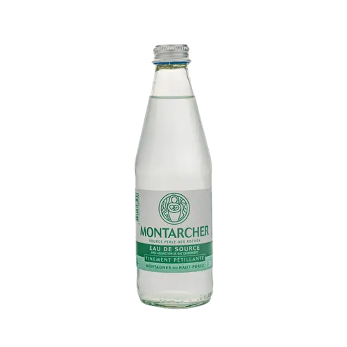 Eau de source pétillante en bouteille de verre Montarcher - 33 cl