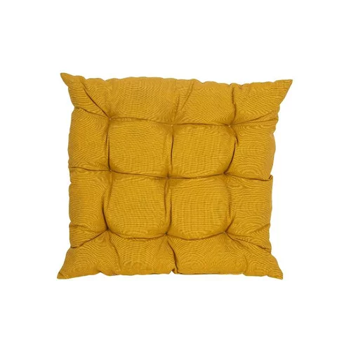 Coussin d'assise matelassé coloris jaune en coton polyester - 46 x 46 x 9 cm