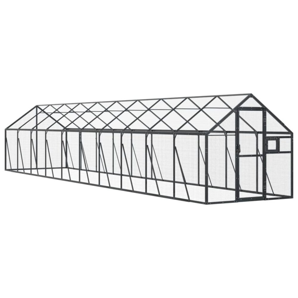 vidaXL Volière anthracite 1,79x10x1,85 m aluminium – 85 m 185 cm