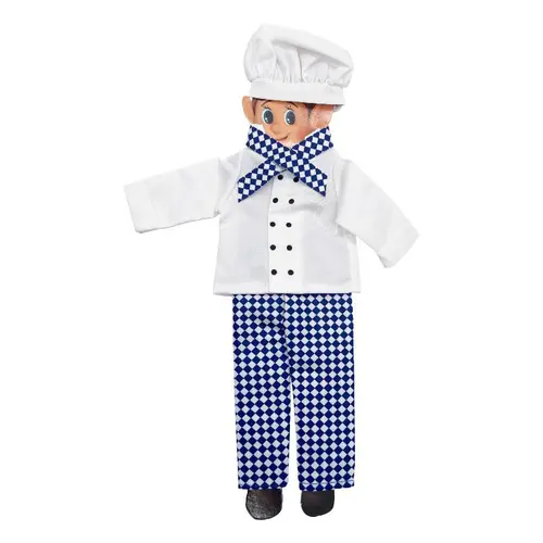 Déguisement de cuisinier 4 pièces bleu et blanc Lutin farceur - 10 x 30 cm