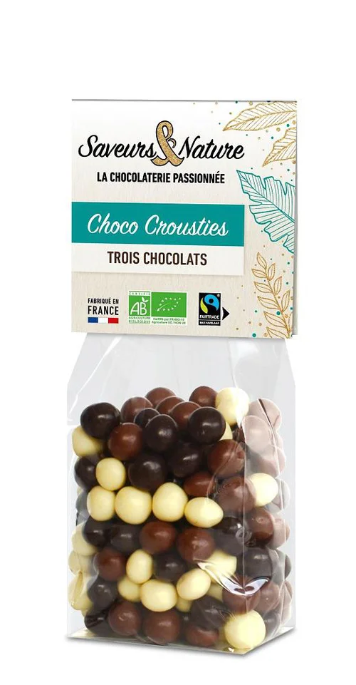 Sachet de billes croustillantes aux 3 chocolats bio Saveur et Nature - 150 g