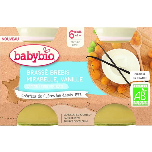 Pots brassés Brebis Mirabelle Vanille 2x130 g 6 mois+
