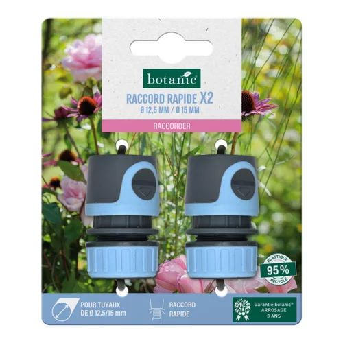 Lot de 2 raccords rapides botanic® pour tuyaux Ø 12,5 / 15 mm