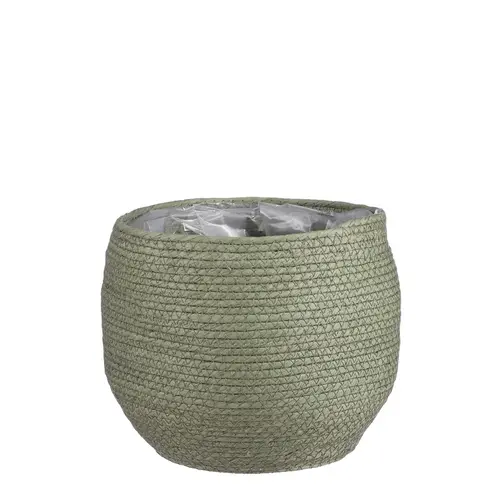 Panier cache-pot coloris vert en osier Jorck Mica Decorations - 24 x Ø 26 cm