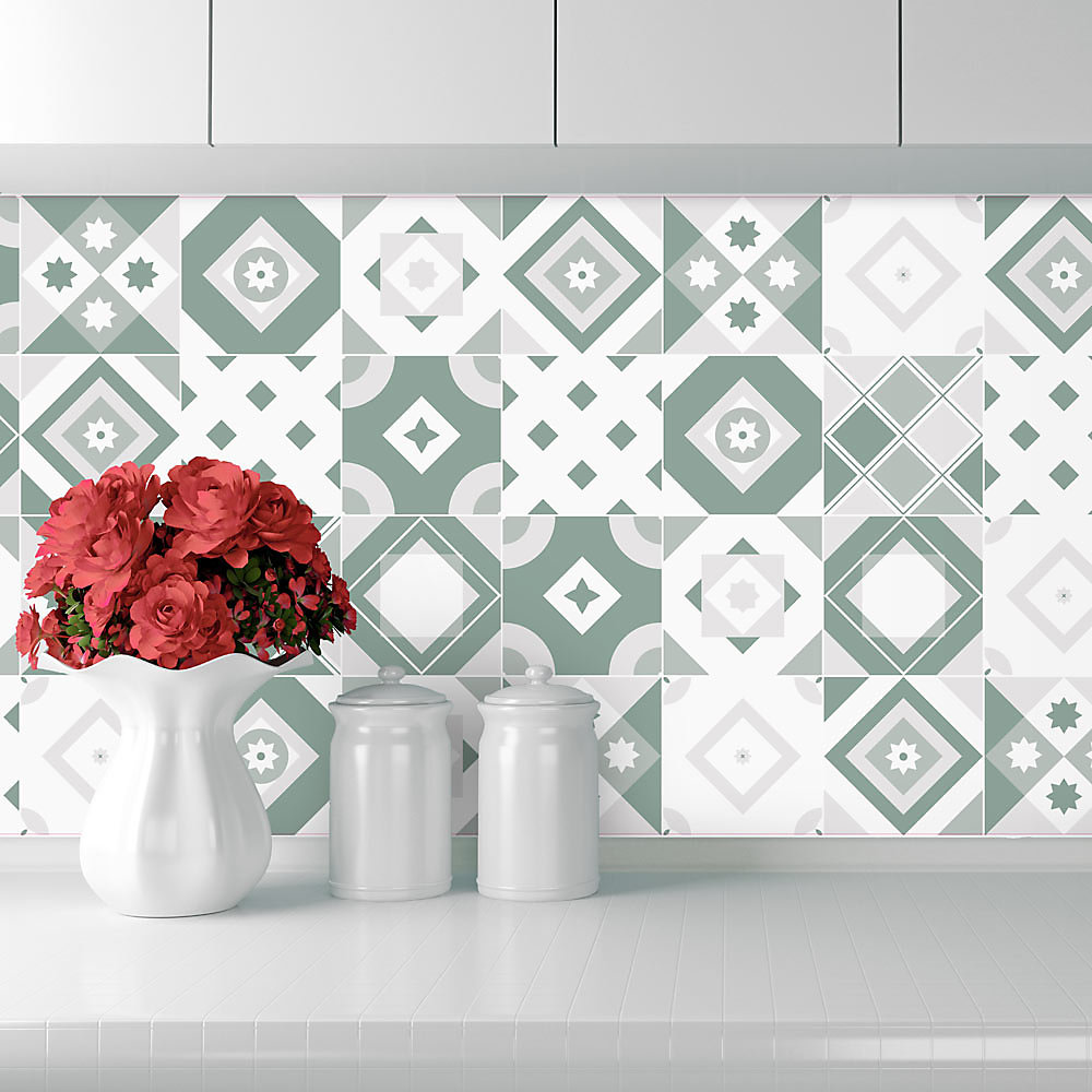 Crédence Adhésive Carreaux Vert Sauge 100 × 40 cm