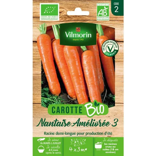 Graines de carotte nantaise améliorée bio Vilmorin - graines à semer