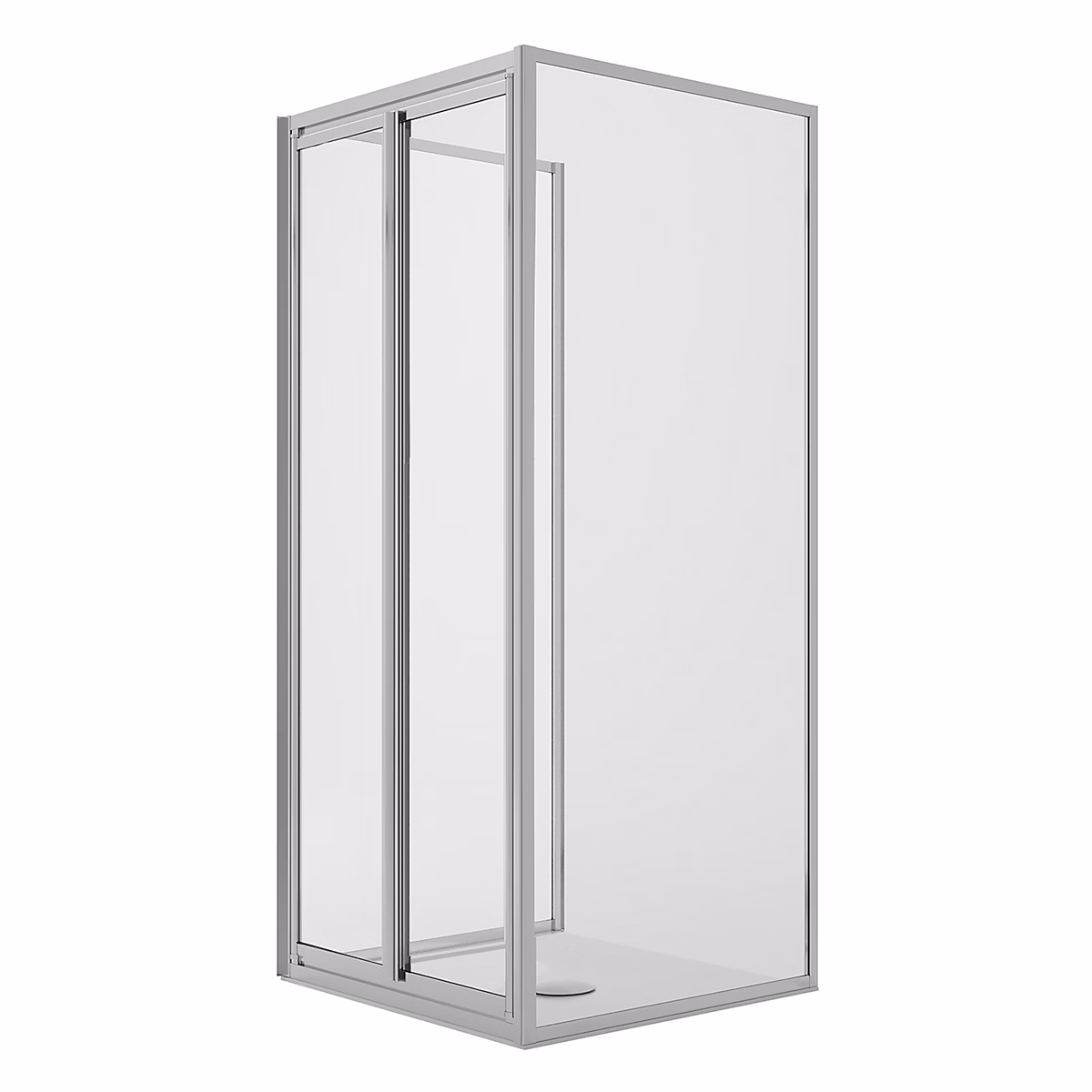 Cabine de douche 3 côtés 90 × 90 × 90CM H198 Verre Transparent 2 Fixes+Saloon 2 Pivotantes 90 mod West