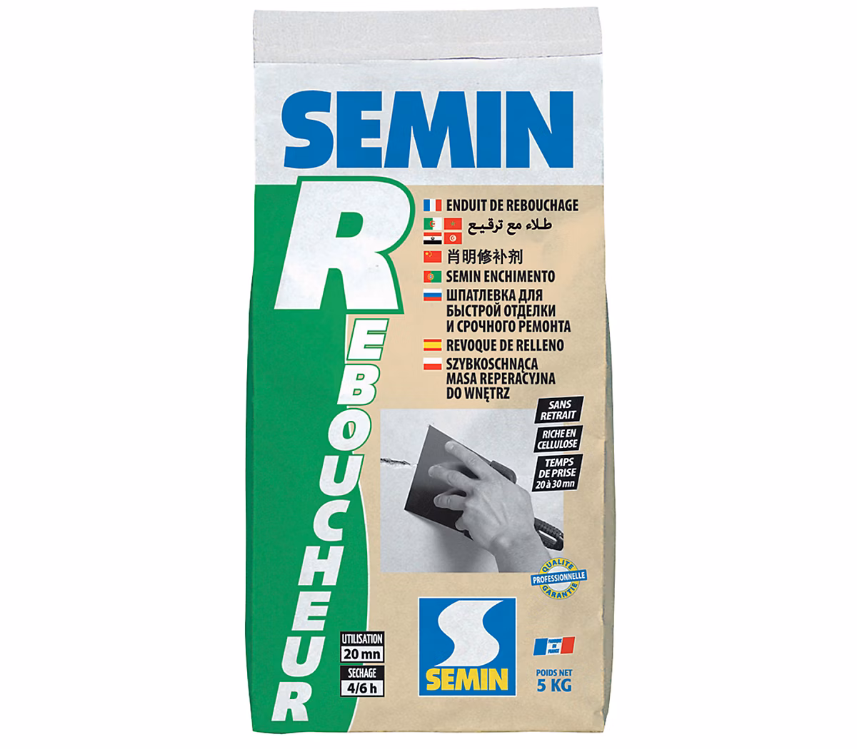 Enduit de Rebouchage Semin R – Intérieur, Poudre, Sac 5 kg