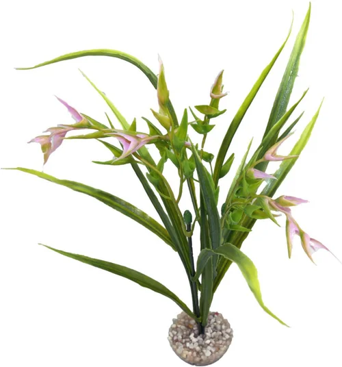 Plante artificielle pour aquarium coloris vert et rose LABEO Tillandsia PM