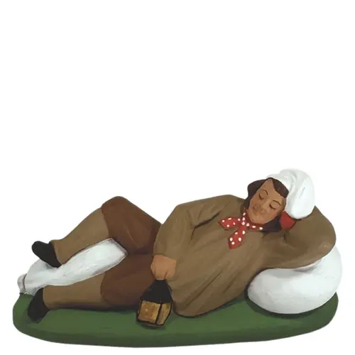 Personnage de crèche de Noël meunier couché Santons Escoffier - 7,9 x 3,3 x 3,8 cm