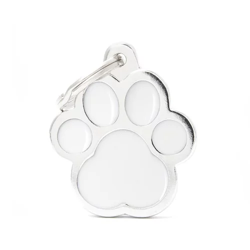 Médaille classic grande patte blanche pour chien en acier