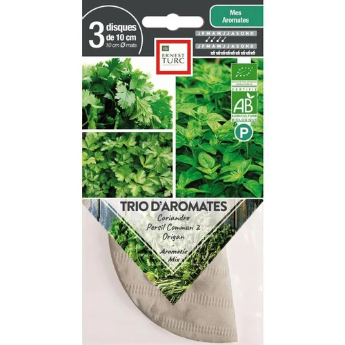 Graines présemées de Trio d’aromates bio Ernest Turc - 3 ronds de 10 cm