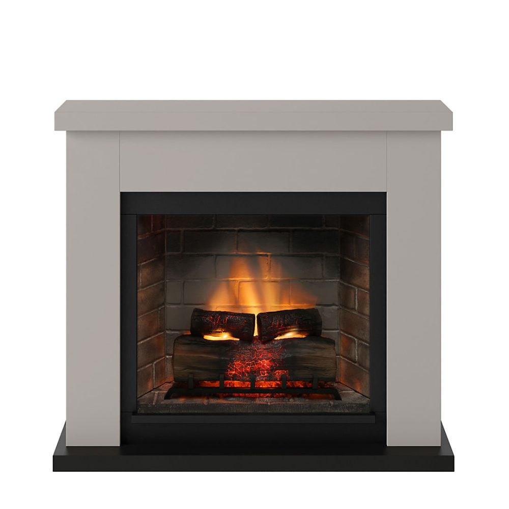 Cheminée électrique connectée 1400W – FRODE Powerflame 2, effets flammes 3D, et crépitement, Beige