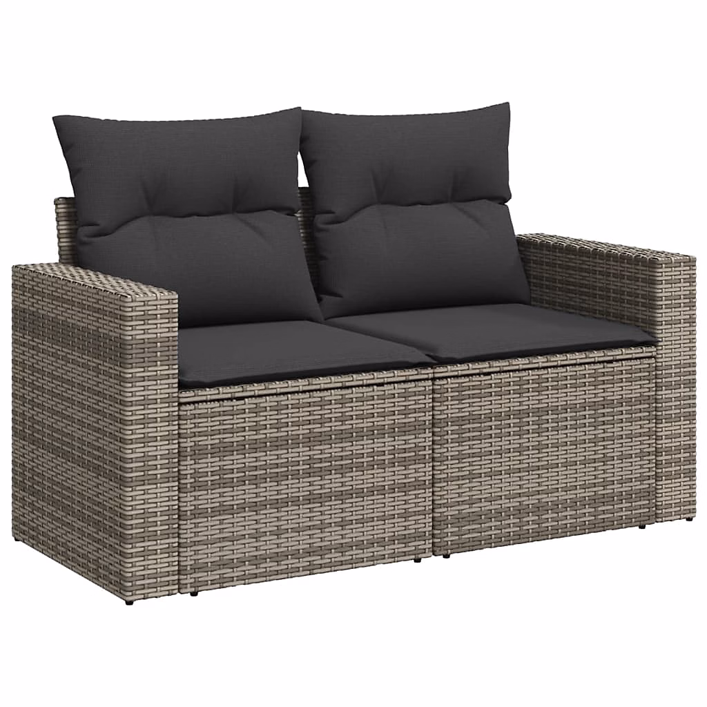 Canapé de jardin 2 places avec coussins gris résine tressée vidaXL – Réf. UCZBHJRTL5778876937
