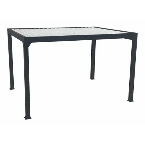 Pergola bioclimatique motorisée noir sable avec lames blanches Green Outside Actual - 4 x 3 m