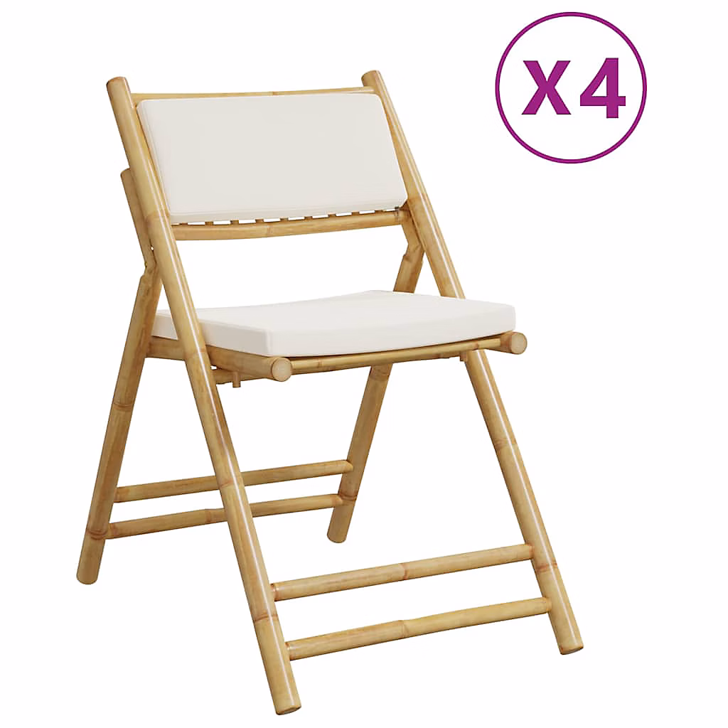 Chaises de bistro pliantes et coussins blanc crème vidaXL – lot de 4