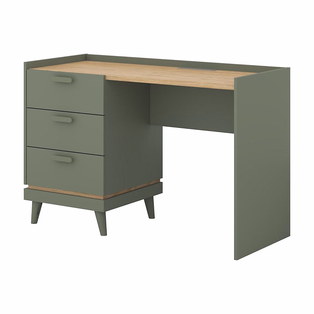 Bureau style scandinave NOKI 3 tiroirs Vert et bois 120 × 80 × 50 cm