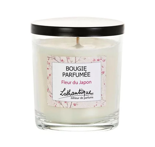 Bougie parfumée blanche en pot de verre Lothantique Fleur du Japon - 160 g