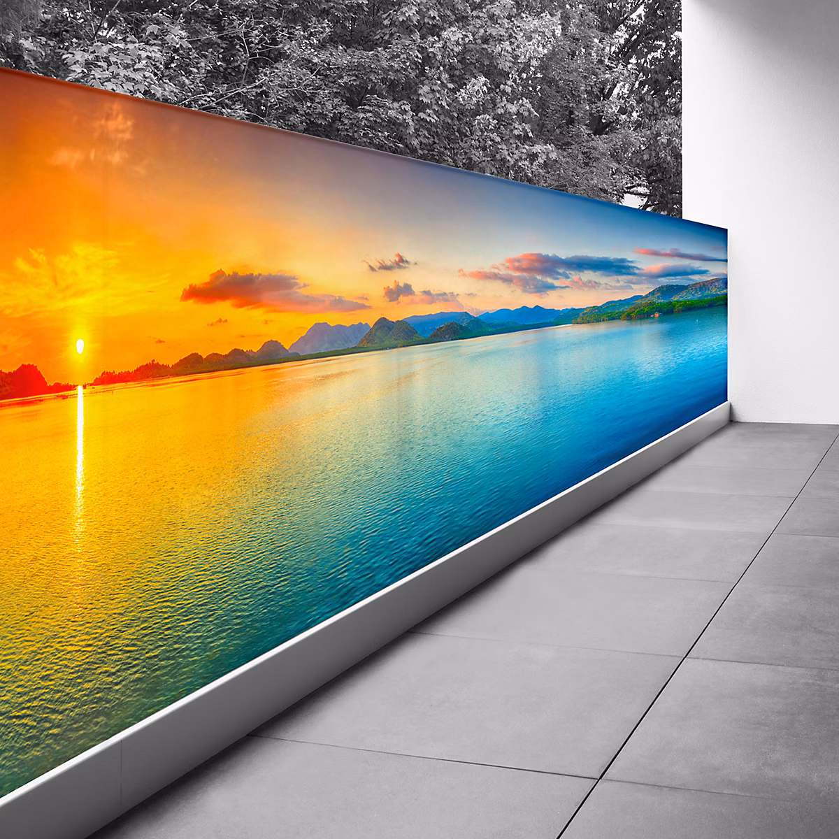 Brise vue Trompe l'oeil – 90 × 360 cm, Couché de soleil 3617689696904