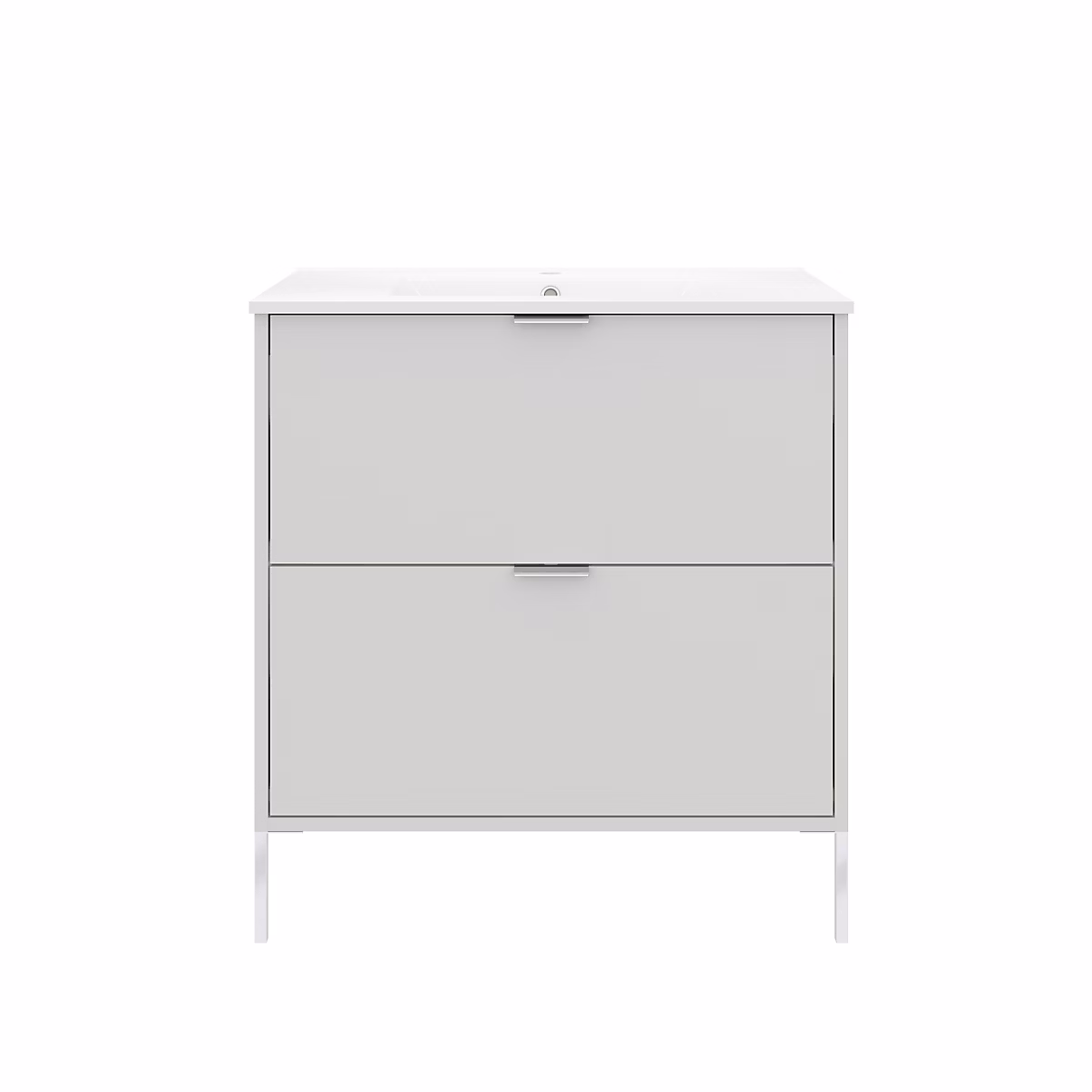 Meuble sous vasque suspendu blanc l.80 cm Nava + plan vasque blanc céramique Opah + 2 pieds réglables chromé H.15 – 6 cm Nava, GoodHome