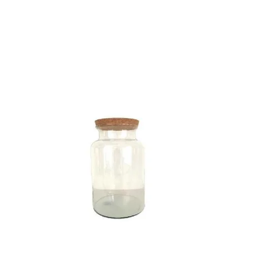 Vase Bose en verre transparent avec bouchon liège Naturalys taille M - Ø 19 x 30 cm