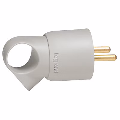 Fiche électrique – Fiche mâle 16A 2 P+T gris avec anneau Legrand
