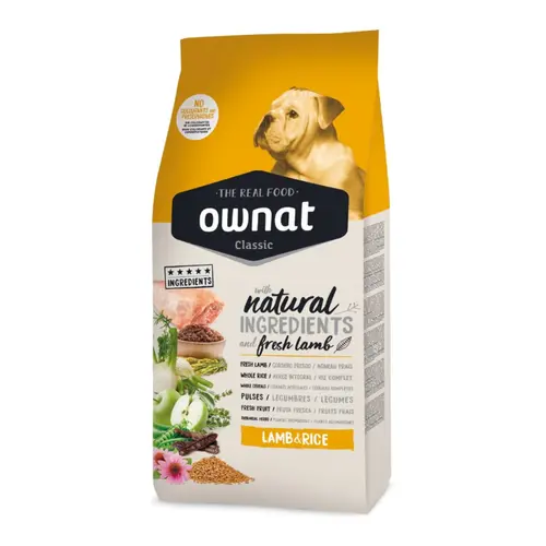 Croquette pour chien adulte à l'agneau Lamb & Rice Ownat - 4 kg
