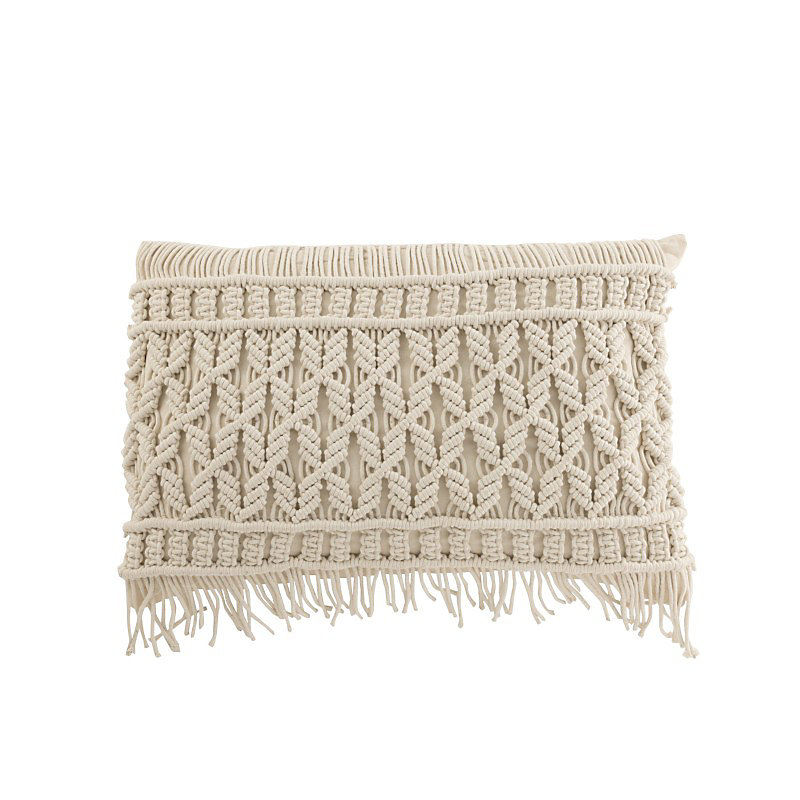Coussin rectangulaire en textile blanc 60x37.5 × 13 cm